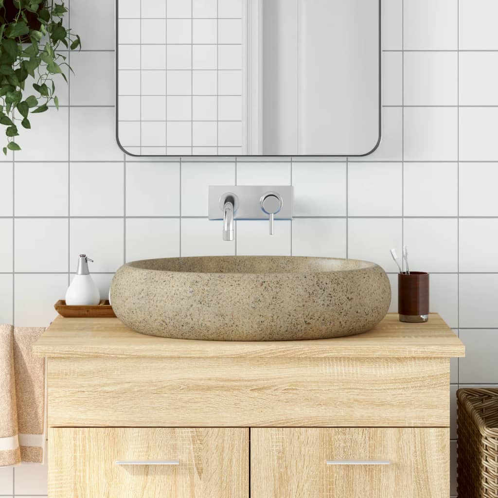 Countertop Basin Sand Oval 59x40x15 cm Ceramic