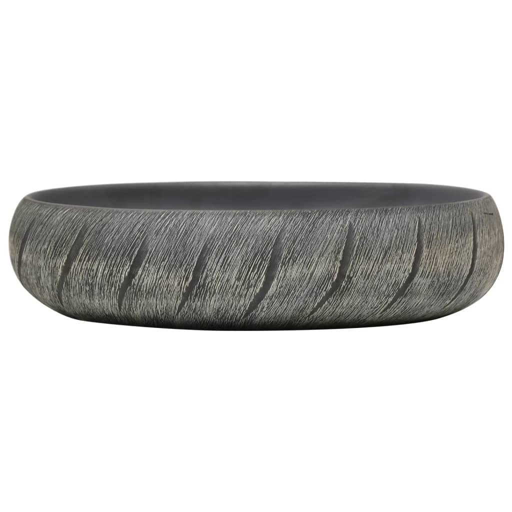 Countertop Basin Black and Grey Oval 59x40x15 cm Ceramic - Bend