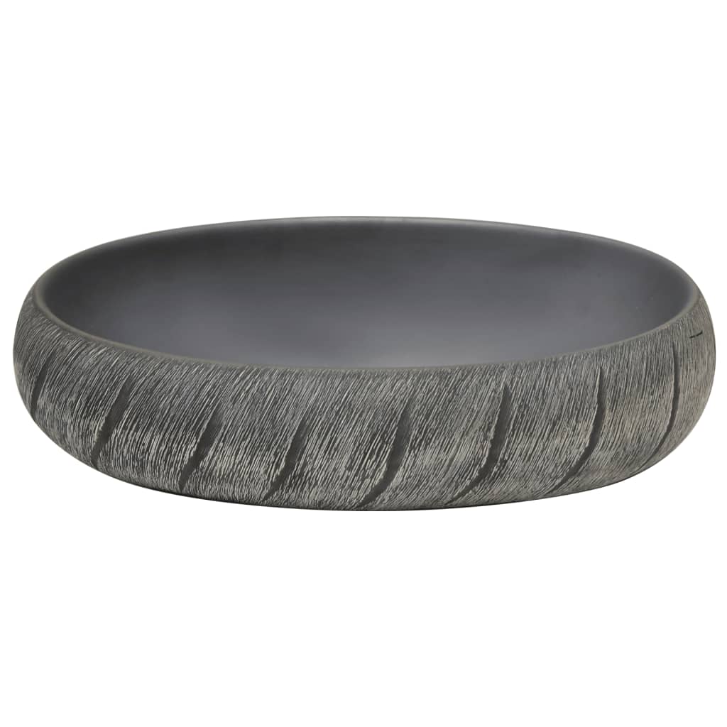 Countertop Basin Black and Grey Oval 59x40x15 cm Ceramic - Bend