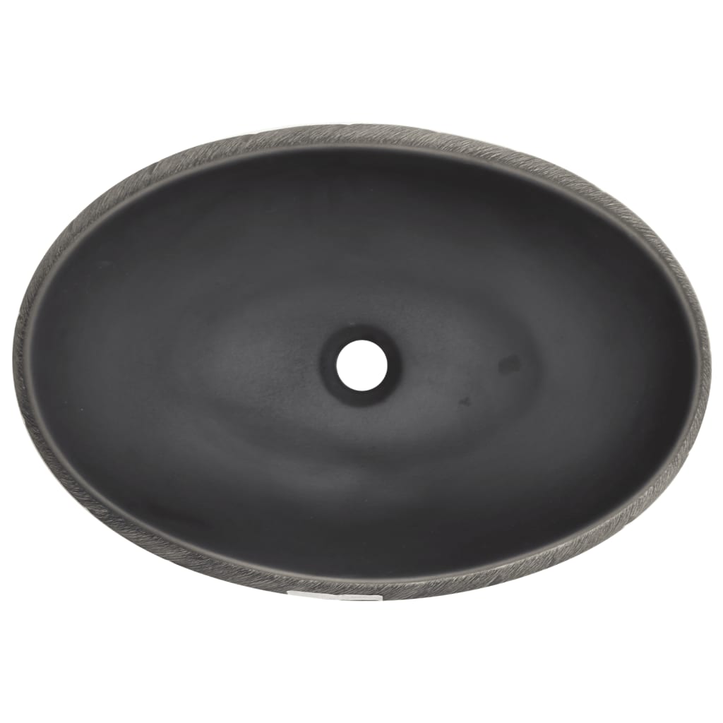 Countertop Basin Black and Grey Oval 59x40x15 cm Ceramic - Bend