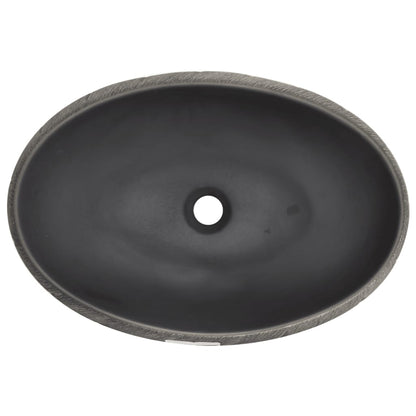 Countertop Basin Black and Grey Oval 59x40x15 cm Ceramic - Bend