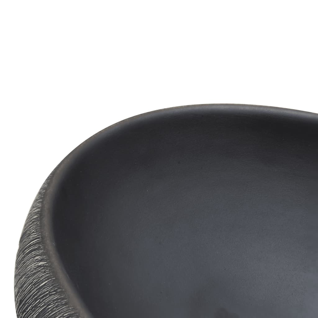 Countertop Basin Black and Grey Oval 59x40x15 cm Ceramic - Bend