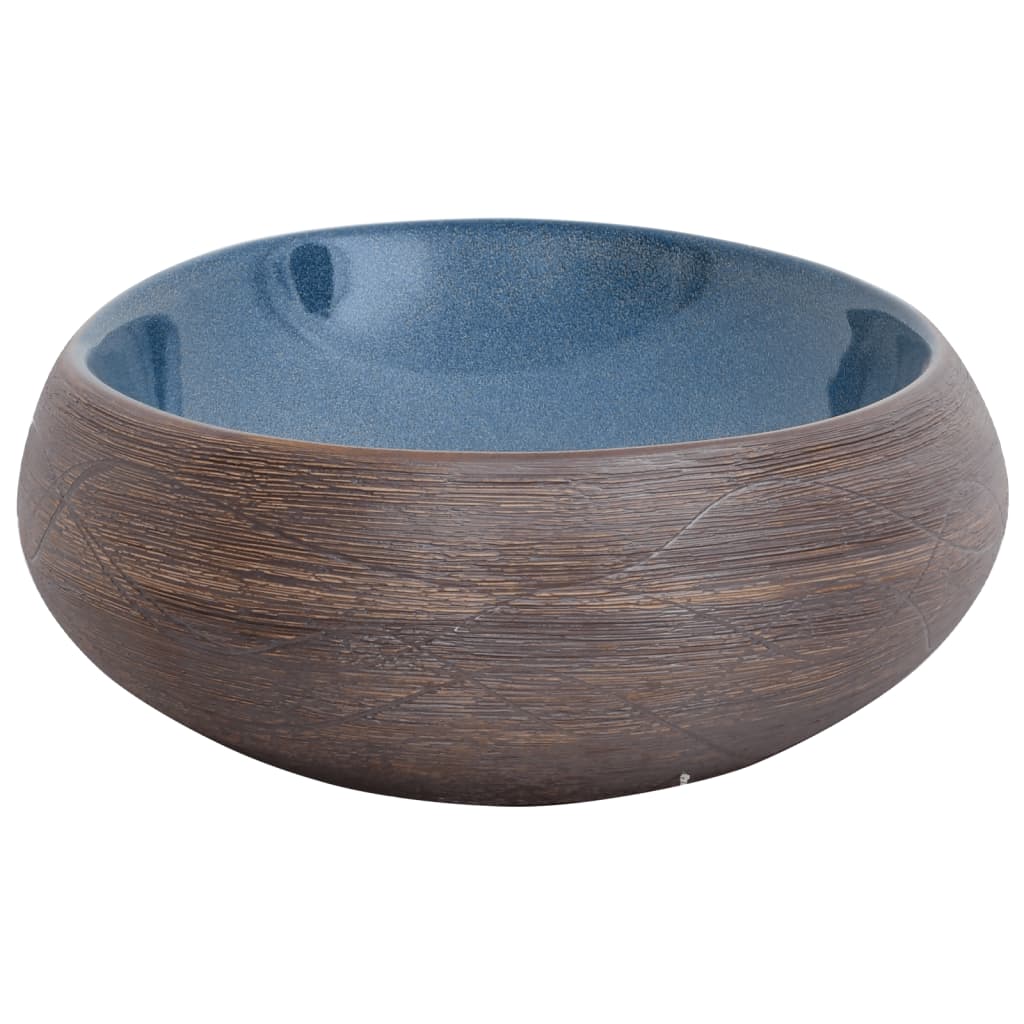 Countertop Basin Brown and Blue Oval 59x40x15 cm Ceramic - Bend