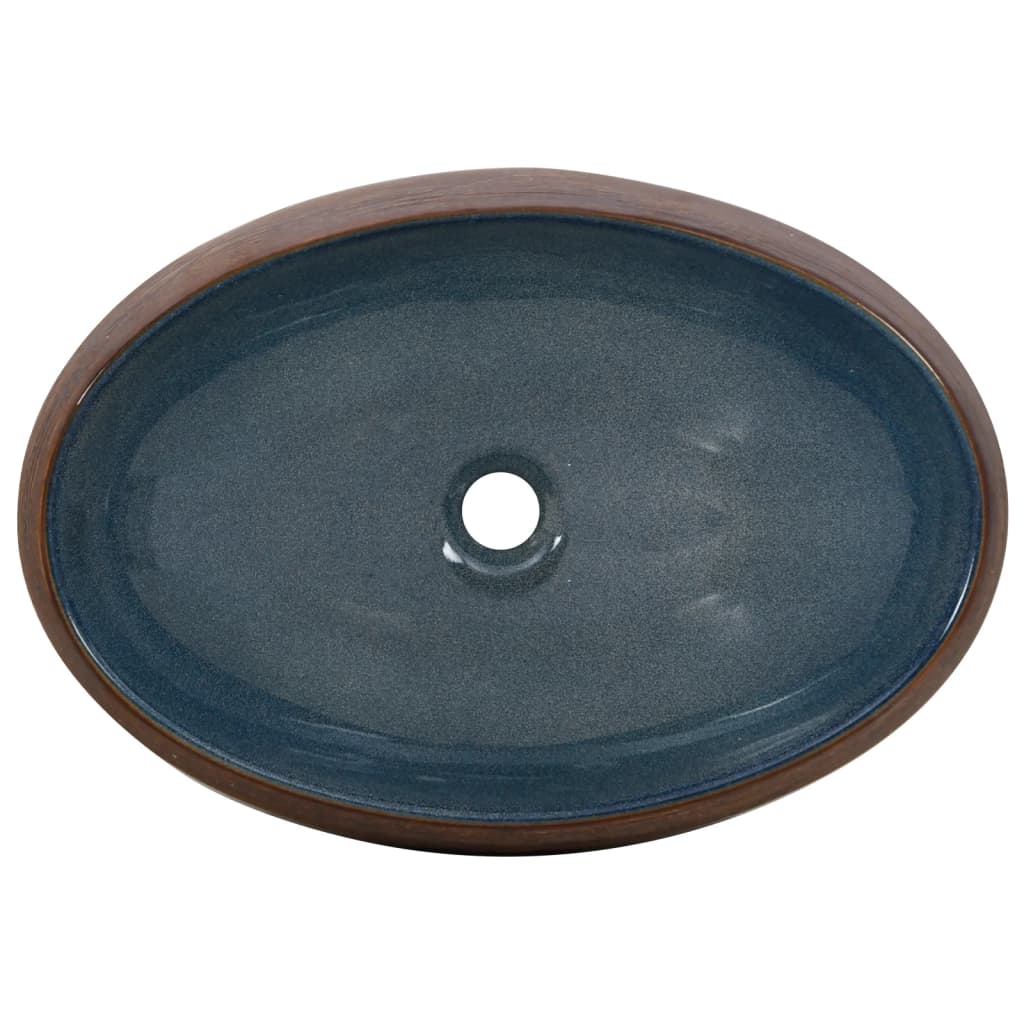 Countertop Basin Brown and Blue Oval 59x40x15 cm Ceramic - Bend