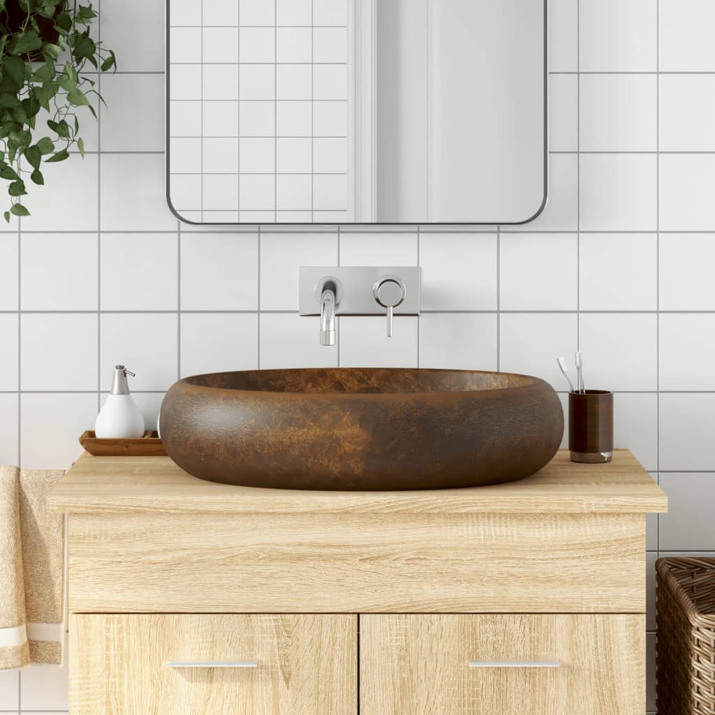 Countertop Basin Brown Oval 59x40x15 cm Ceramic - Bend