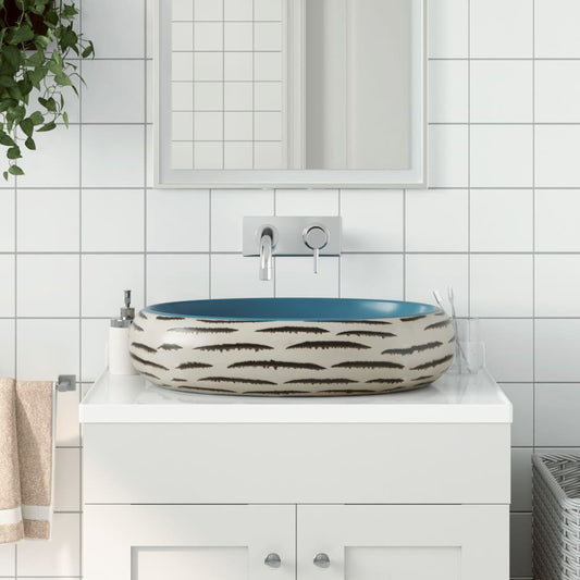 Countertop Basin Multicolour Oval 59x40x15 cm Ceramic