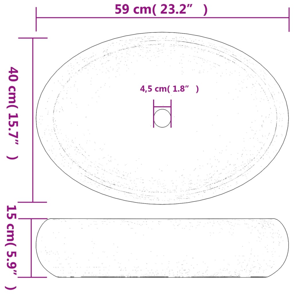 Countertop Basin Brown and Blue Oval 59x40x15 cm Ceramic