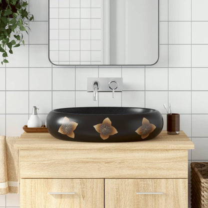 Countertop Basin Black and Blue Oval 59x40x15 cm Ceramic