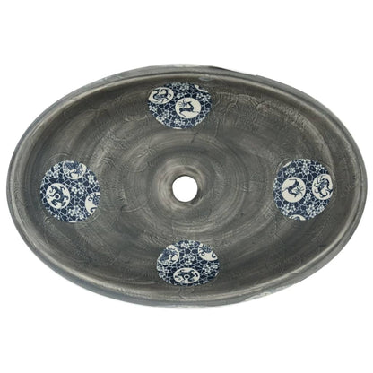 Countertop Basin Grey Oval 59x40x15 cm Ceramic - Bend