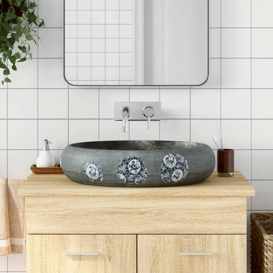 Countertop Basin Grey Oval 59x40x15 cm Ceramic - Bend