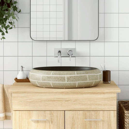 Countertop Basin Multicolour Oval 59x40x15 cm Ceramic