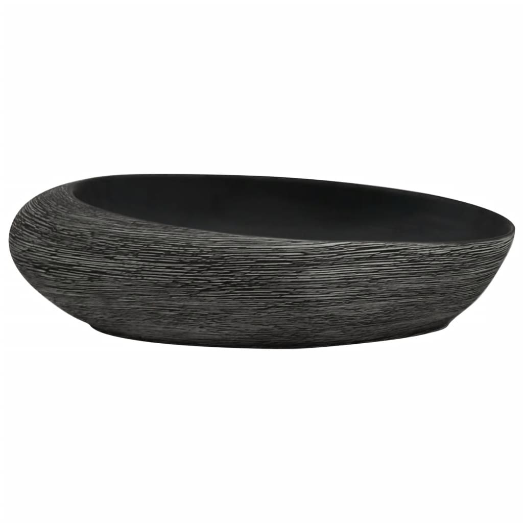 Countertop Basin Grey and Black Oval 59x40x14 cm Ceramic - Bend