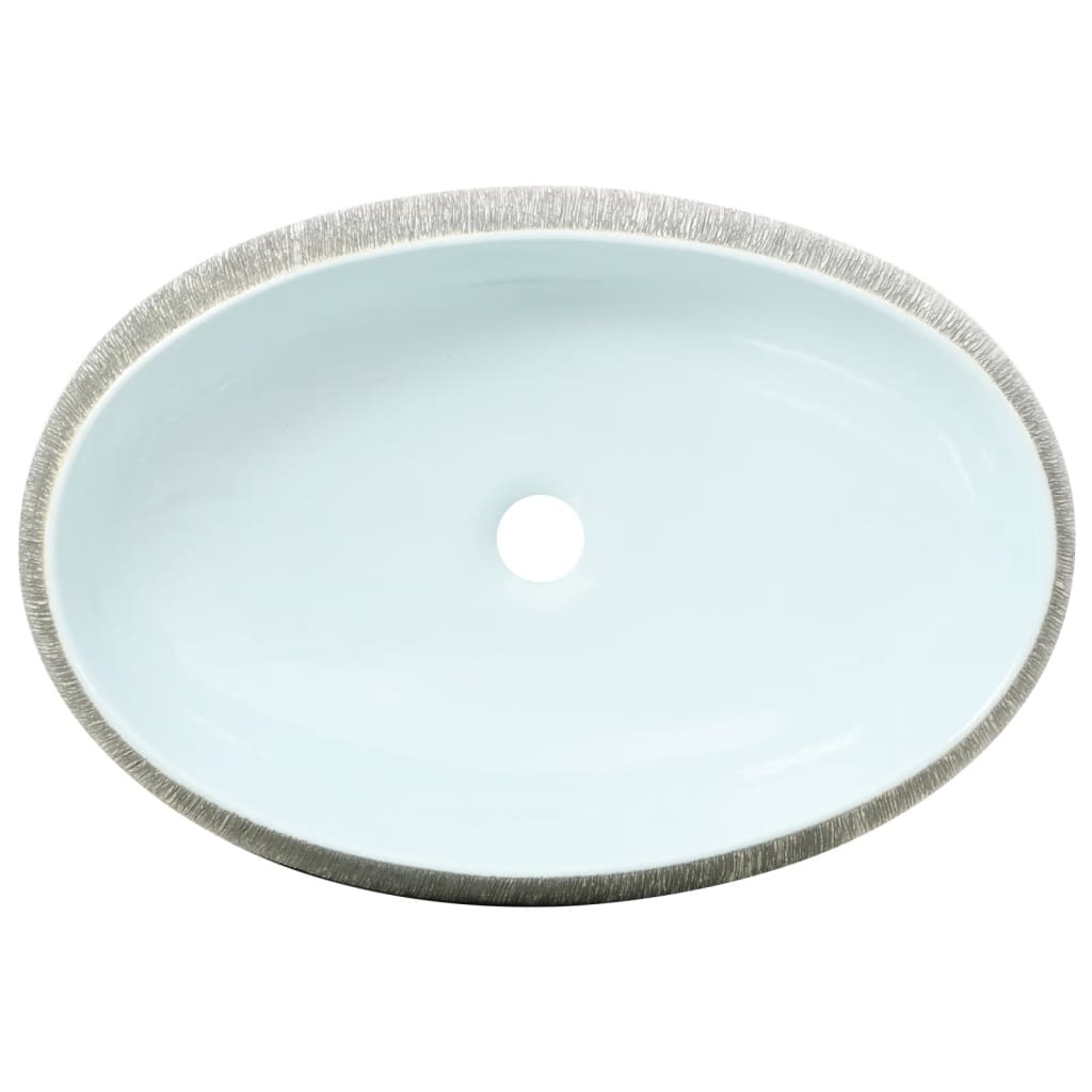 Countertop Basin Grey and Blue Oval 59x40x15 cm Ceramic - Bend