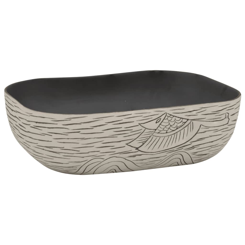 Countertop Basin Grey and Black Rectangular 48x37.5x13.5 cm Ceramic