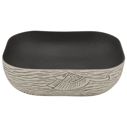 Countertop Basin Grey and Black Rectangular 48x37.5x13.5 cm Ceramic