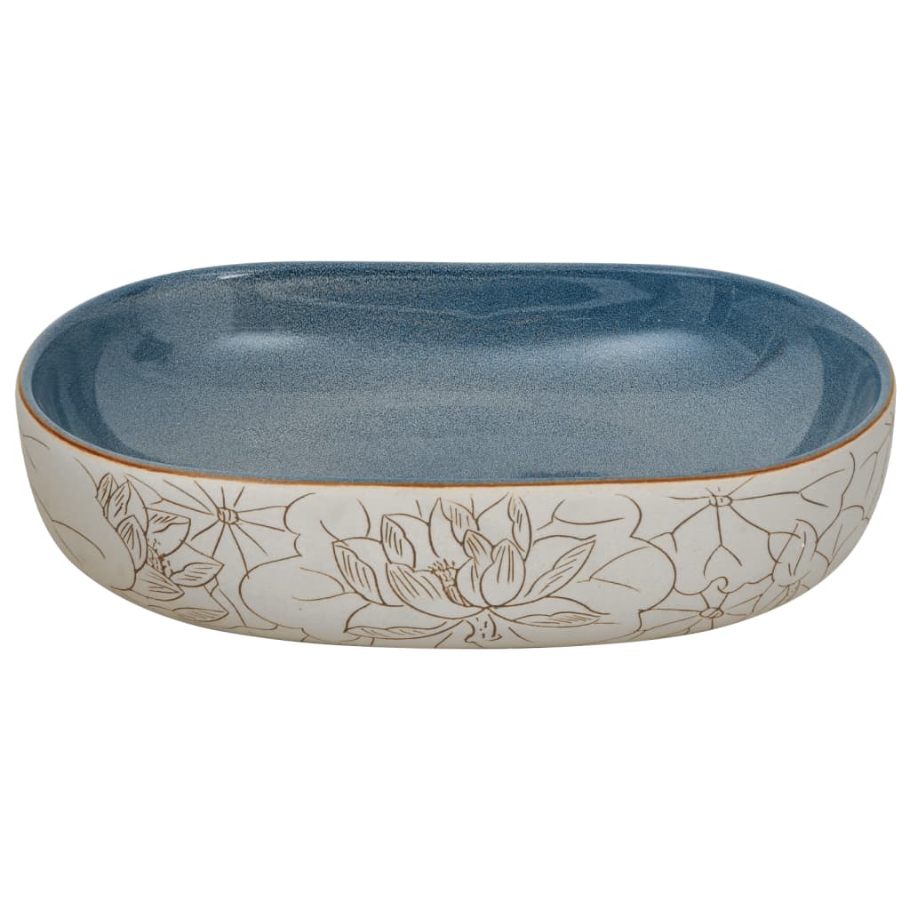 Countertop Basin Sand and Blue Oval 59x40x14 cm Ceramic - Bend