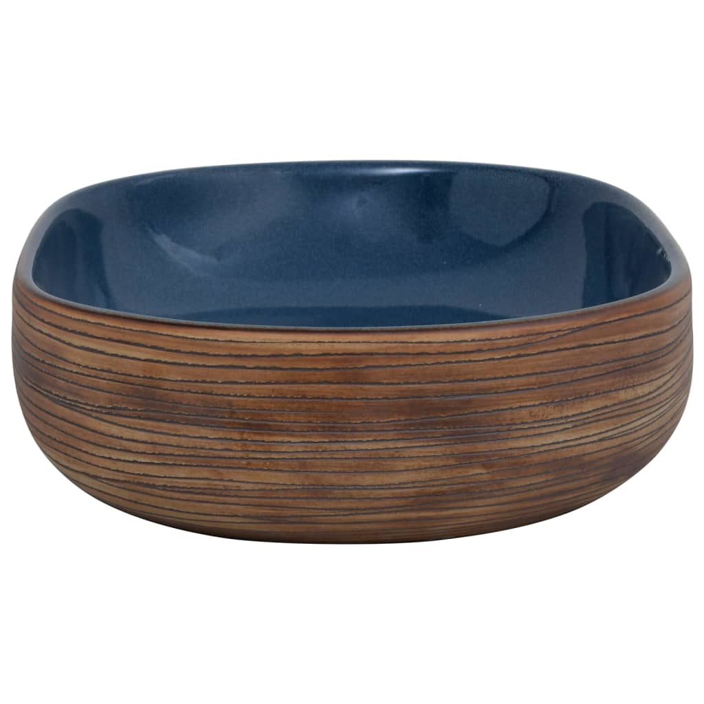 Countertop Basin Brown and Blue Oval 59x40x14 cm Ceramic - Bend