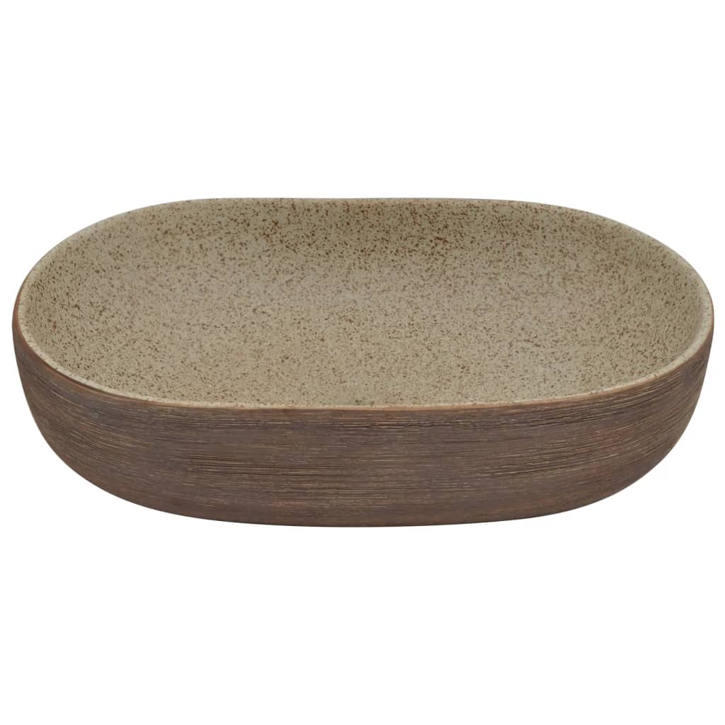 Countertop Basin Sand and Brown Oval 59x40x14 cm Ceramic - Bend