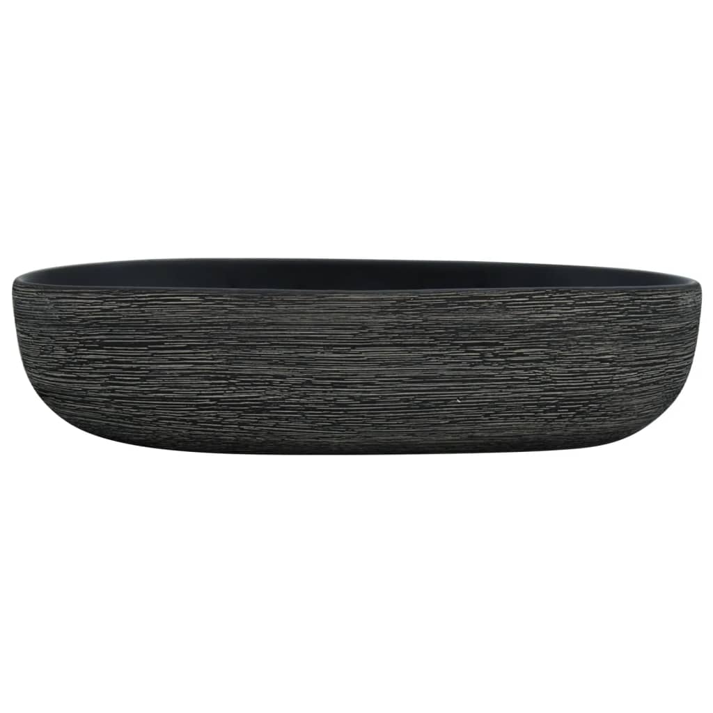 Countertop Basin Grey and Black Oval 59x40x14 cm Ceramic - Bend