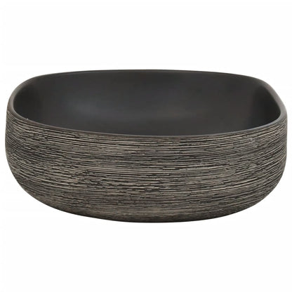 Countertop Basin Grey and Black Oval 59x40x14 cm Ceramic - Bend