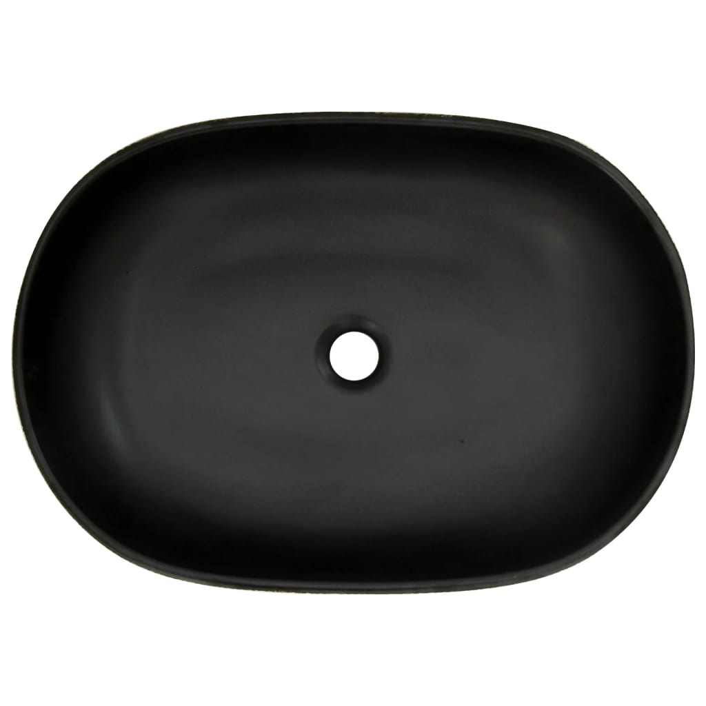 Countertop Basin Grey and Black Oval 59x40x14 cm Ceramic - Bend