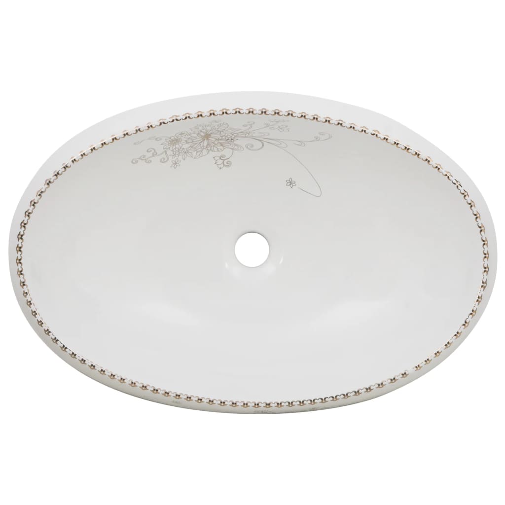 Countertop Basin White Oval 59x40x15 cm Ceramic - Bend