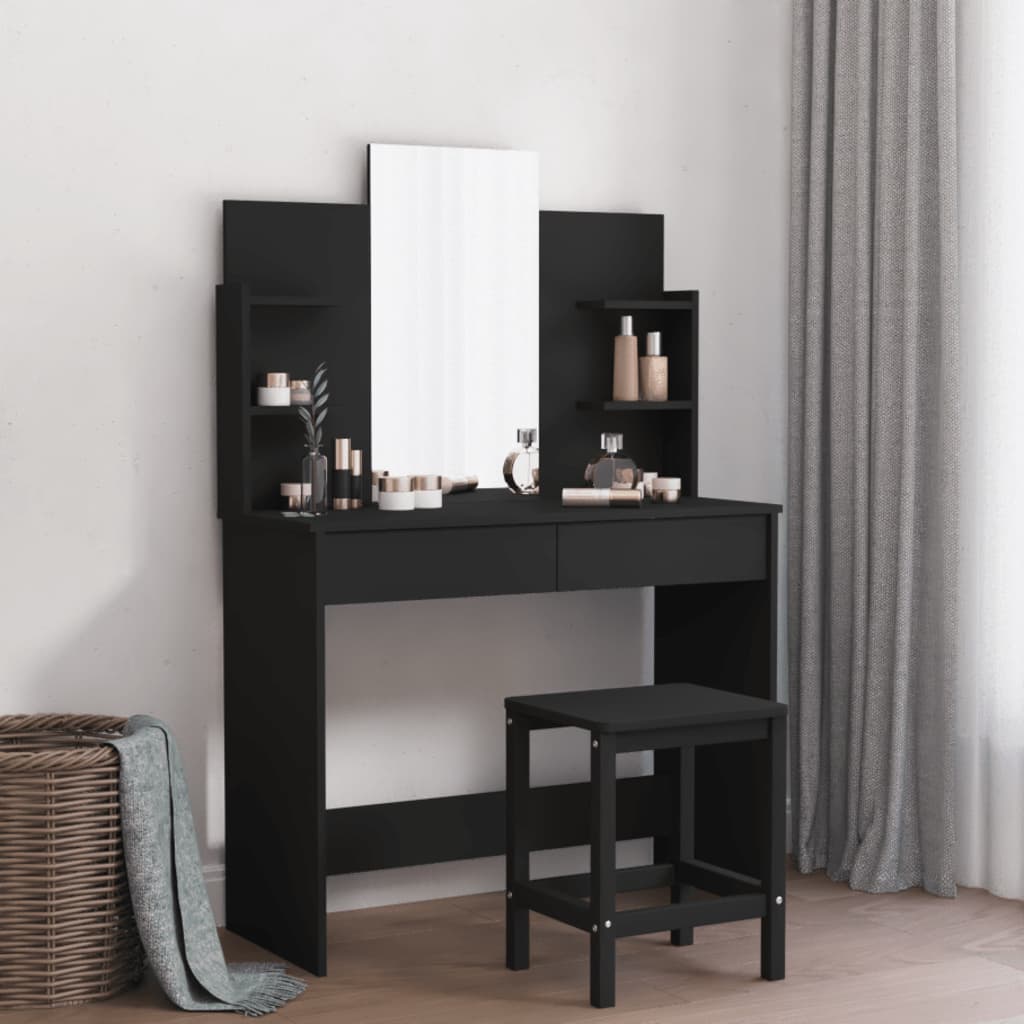 Dressing Table with Mirror Black 96x39x142 cm - Bend