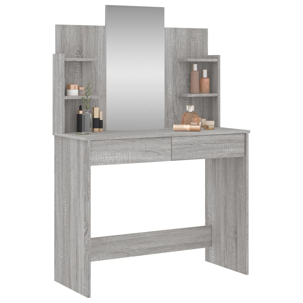 Dressing Table with Mirror Grey Sonoma 96x39x142 cm - Bend