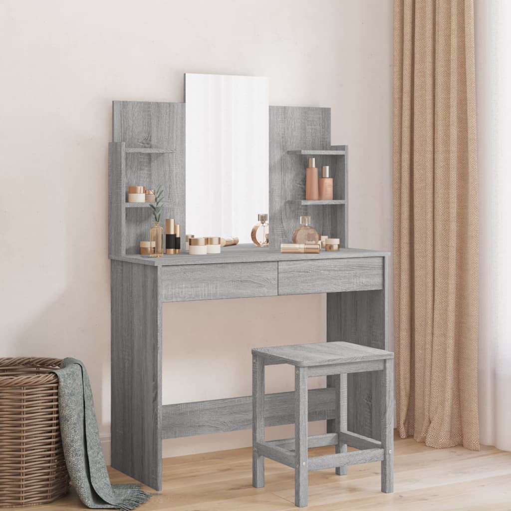 Dressing Table with Mirror Grey Sonoma 96x39x142 cm - Bend