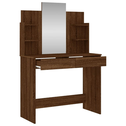 Dressing Table with Mirror Brown Oak 96x39x142 cm - Bend