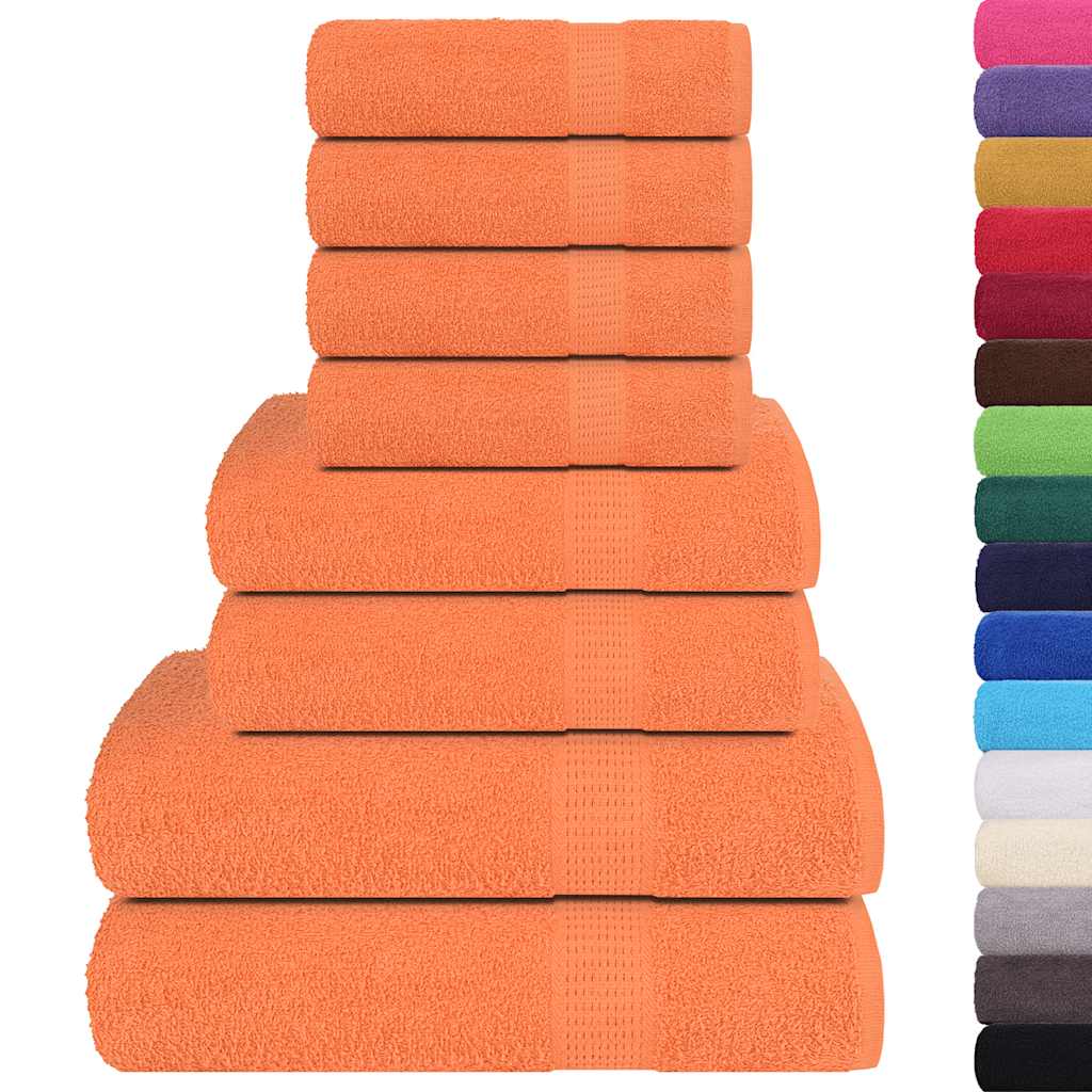 8 Piece Towel Set Orange 360 gsm 100% Cotton