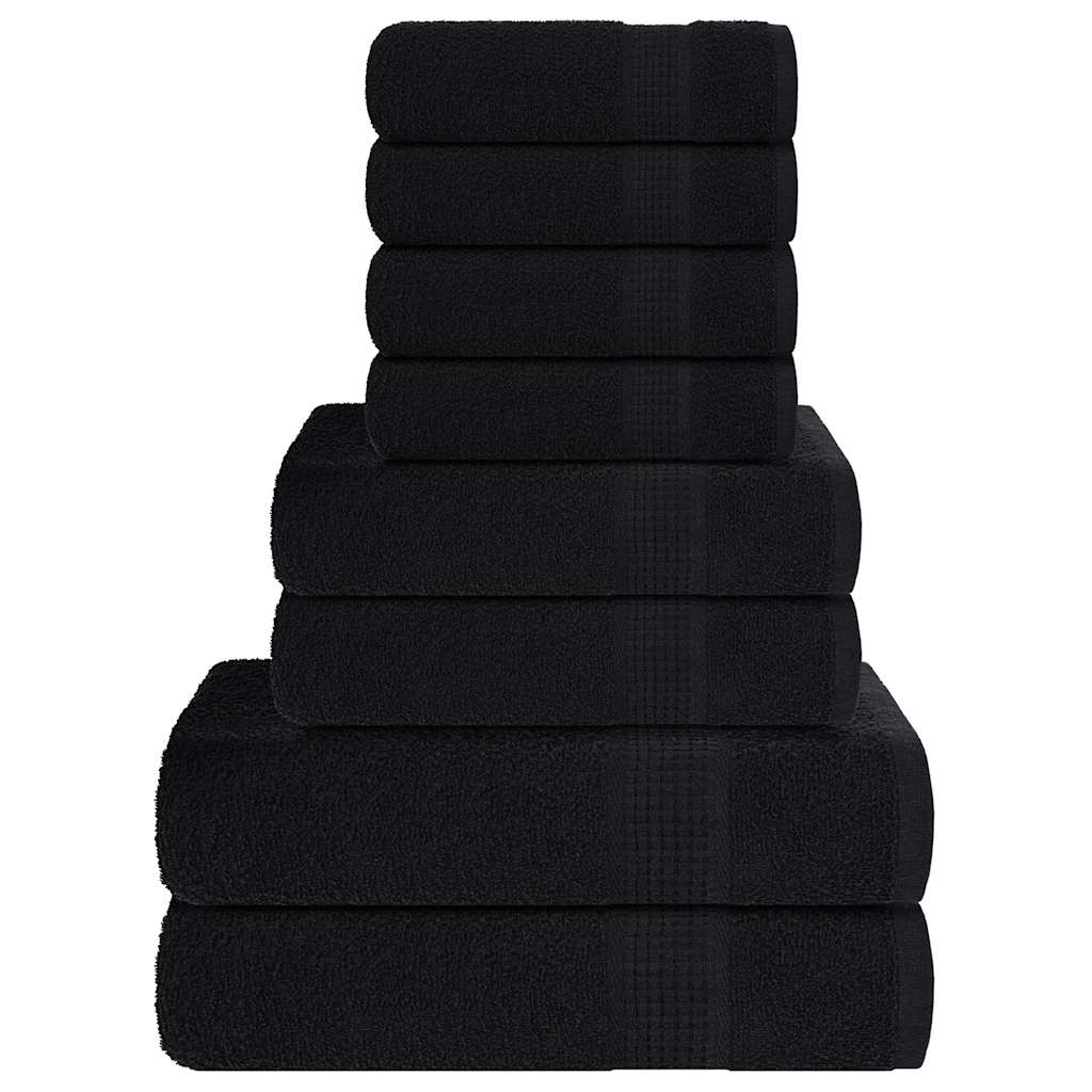 8 Piece Towel Set Black 360 gsm 100% Cotton