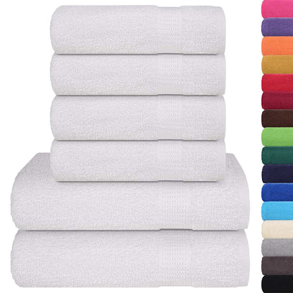 6 Piece Towel Set White 360 gsm 100% Cotton