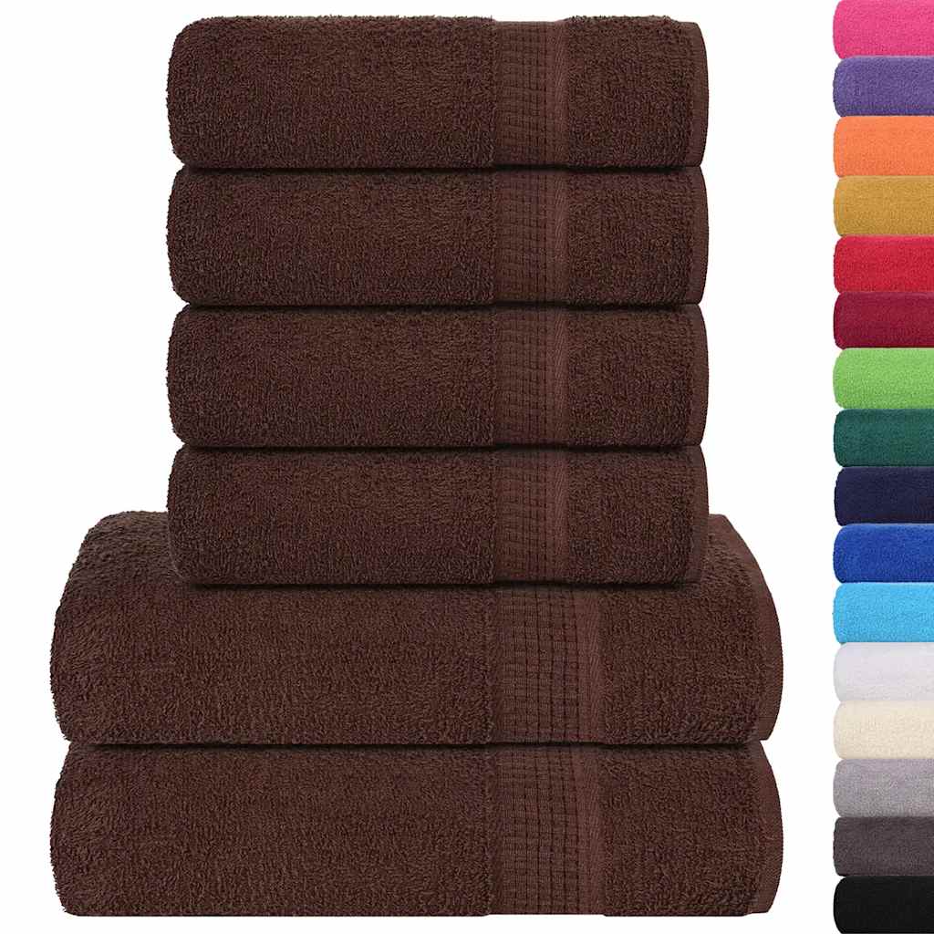 6 Piece Towel Set Brown 360 gsm 100% Cotton