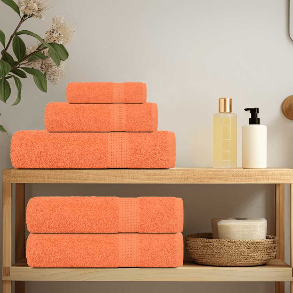 6 Piece Towel Set Orange 360 gsm 100% Cotton