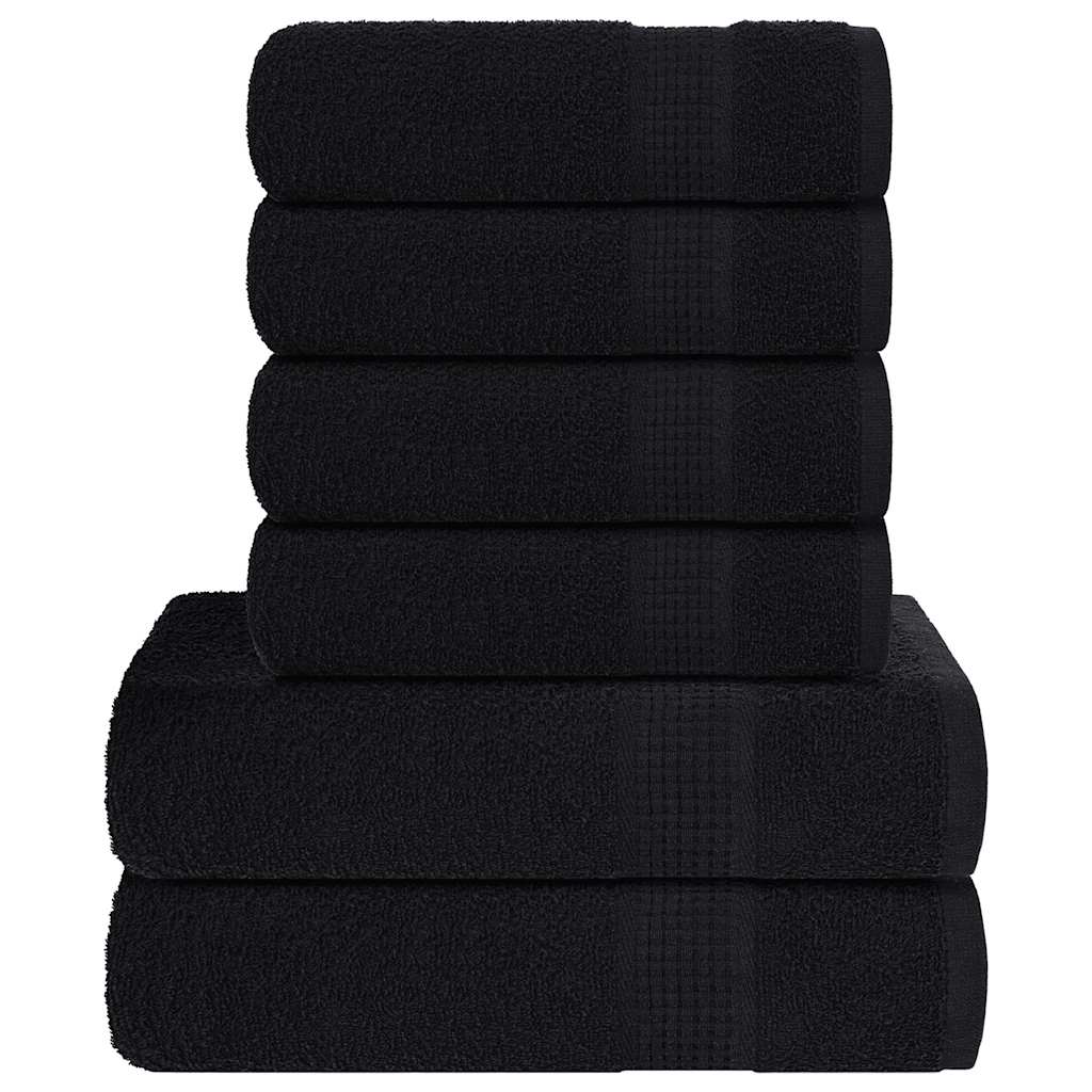 6 Piece Towel Set Black 360 gsm 100% Cotton