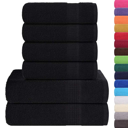 6 Piece Towel Set Black 360 gsm 100% Cotton