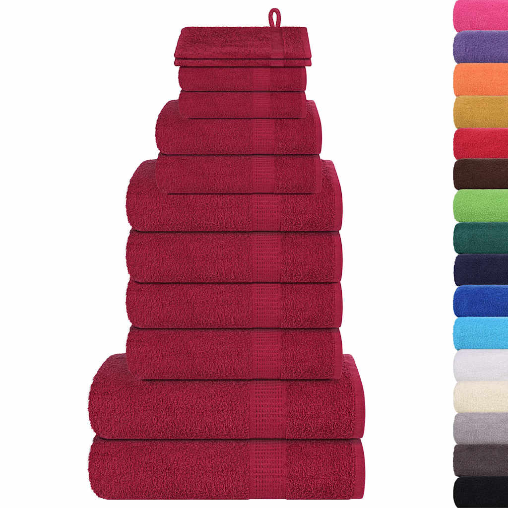 12 Piece Towel Set Bordeaux 360 gsm 100% Cotton - Bend