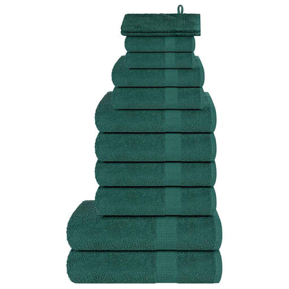 12 Piece Towel Set Green 360 gsm 100% Cotton