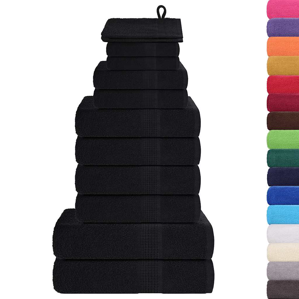 12 Piece Towel Set Black 360 gsm 100% Cotton