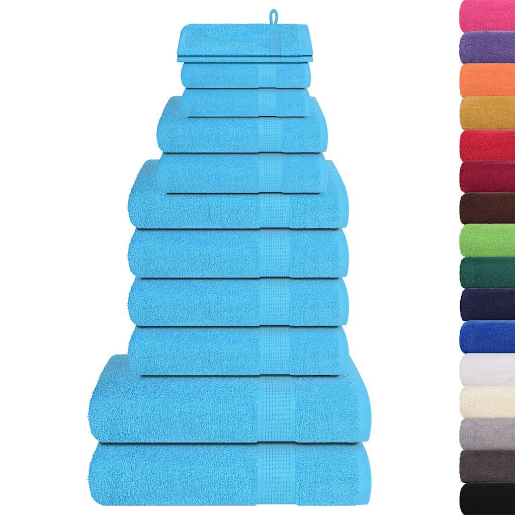 12 Piece Towel Set Turquoise 360 gsm 100% Cotton