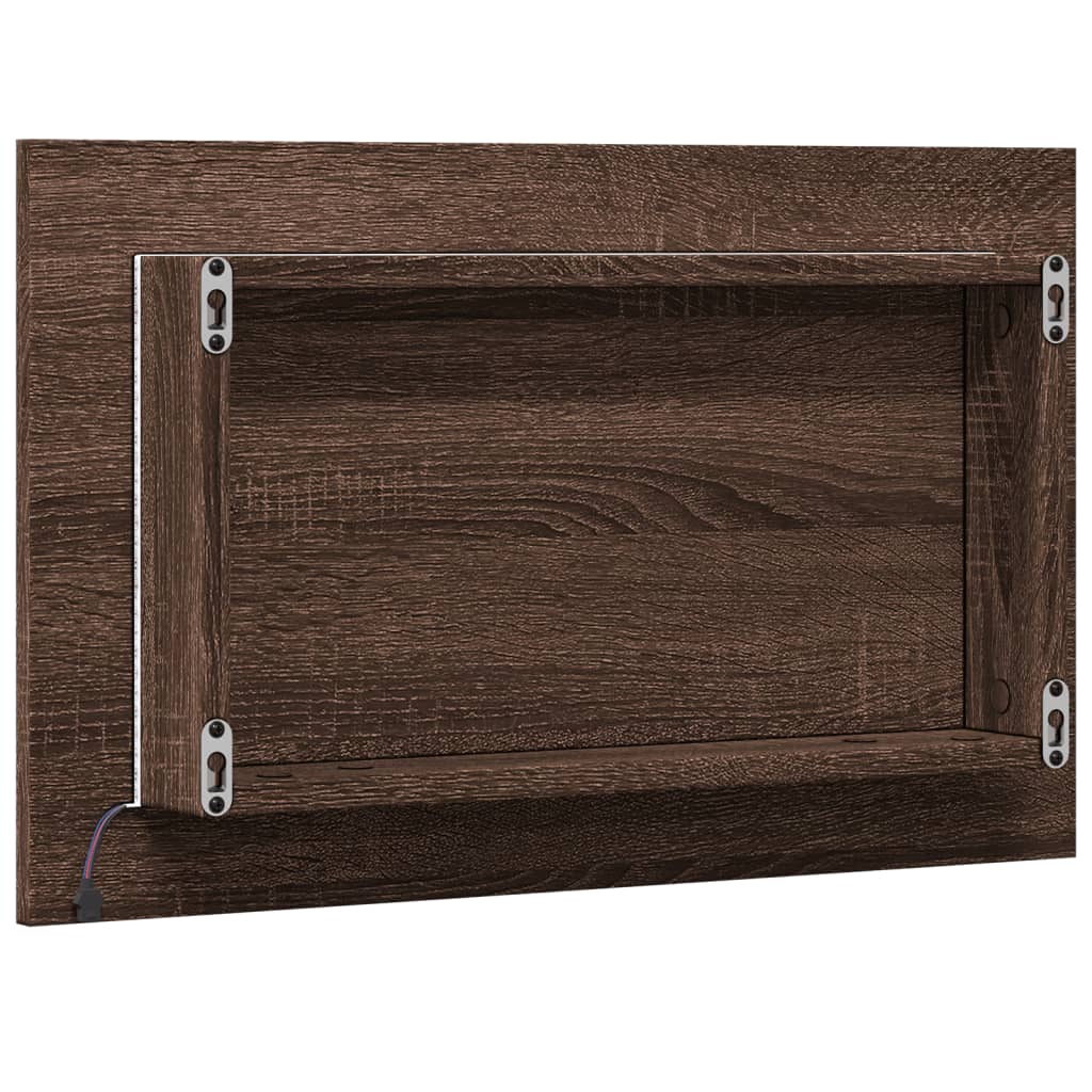 LED Bathroom Mirror Brown Oak 60x8.5x38 cm Engineered Wood - Bend