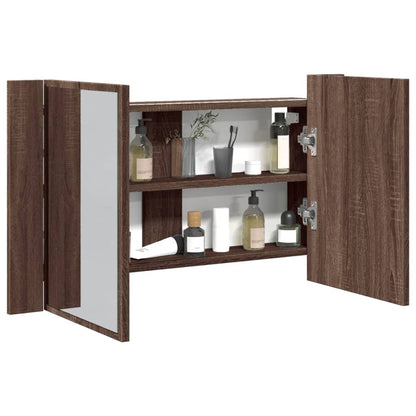 LED Bathroom Mirror Cabinet Brown Oak 80x12x45 cm Acrylic - Bend