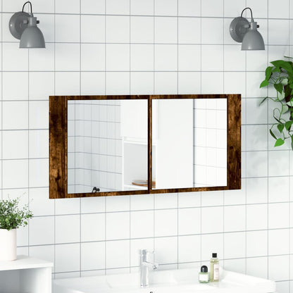 LED Bathroom Mirror Cabinet Smoked Oak 100x12x45 cm - Bend