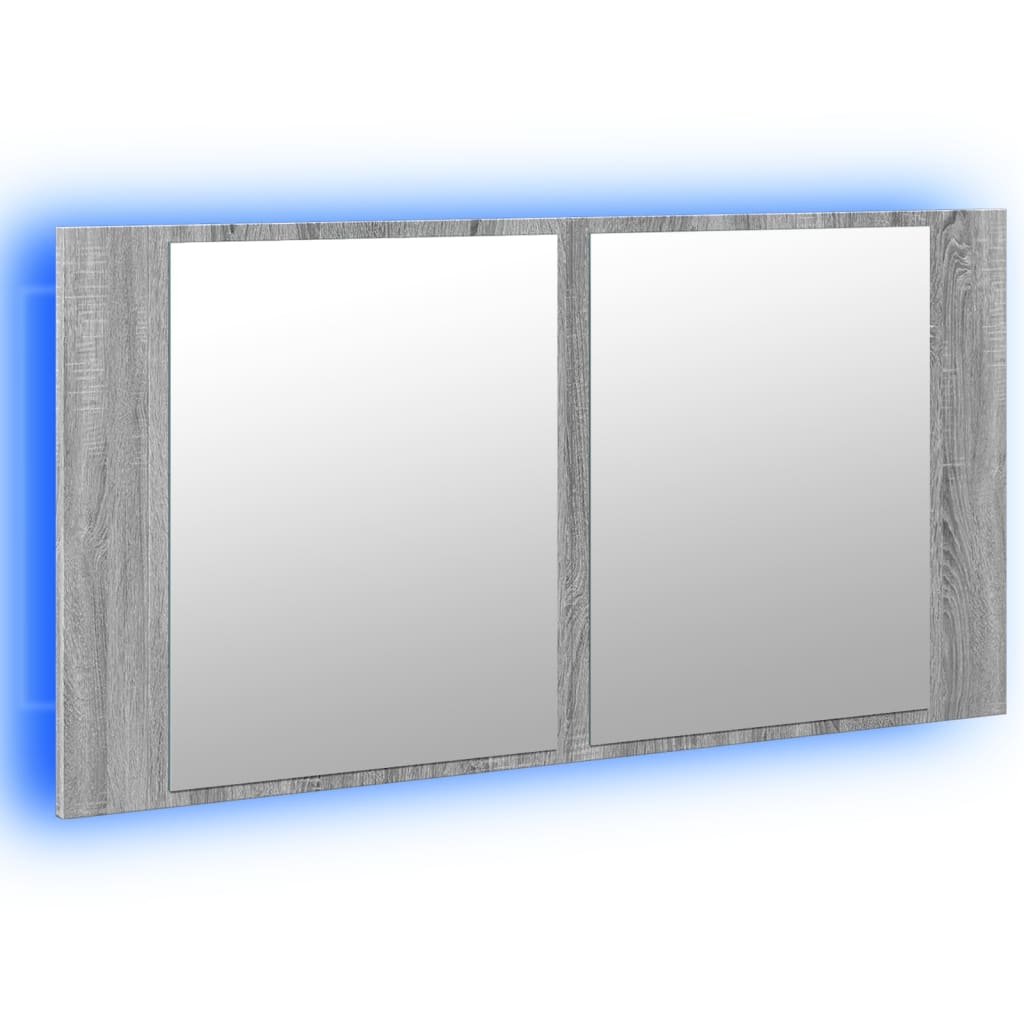 LED Bathroom Mirror Cabinet Grey Sonoma 90x12x45 cm Acrylic - Bend