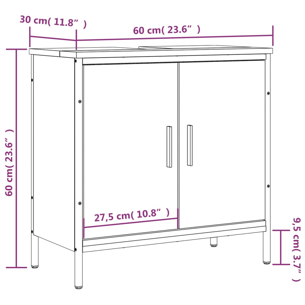 Bathroom Sink Cabinet Black 60x30x60 cm Engineered Wood