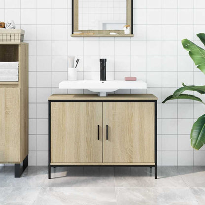 Bathroom Sink Cabinet Sonoma Oak 80x30x60 cm Engineered Wood - Bend