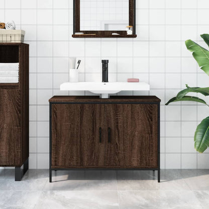 Bathroom Sink Cabinet Brown Oak 80x30x60 cm Engineered Wood - Bend