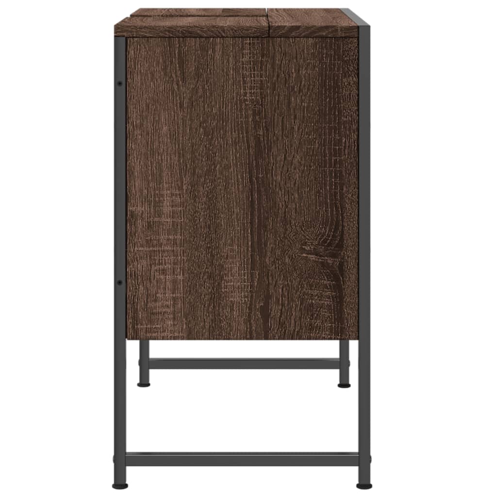 Bathroom Sink Cabinet Brown Oak 60x33x60 cm Engineered Wood - Bend