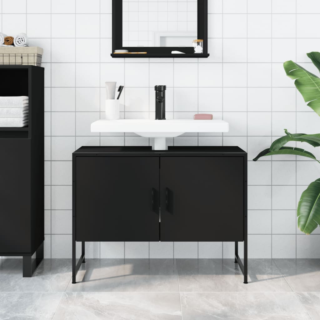 Bathroom Sink Cabinet Black 80x33x60 cm Engineered Wood - Bend